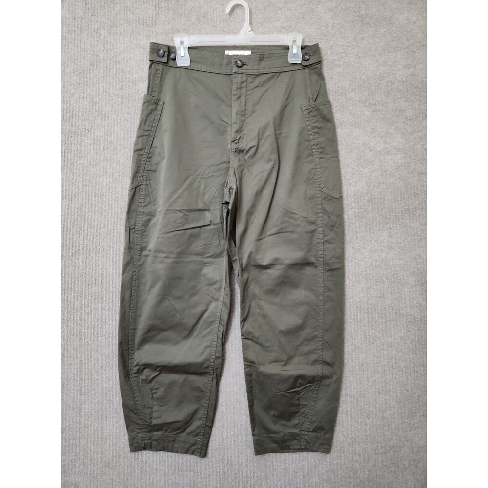 Everlane Utility Barrel Leg Pants Womens 8 Olive Green Organic Cotton Adj Waist